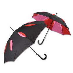 Зонт-трость полуавтомат двухслойный Капли, красный