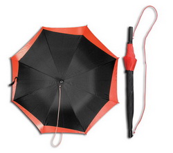 Зонт-трость двухцветный, полуавтомат, черно-красный