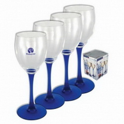 Набор из 4-х бокалов для вина Лагуна, 190 мл, стекло, Франция, синий