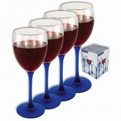 Набор из 4-х бокалов для вина Лагуна, 245 мл, стекло, Франция, синий