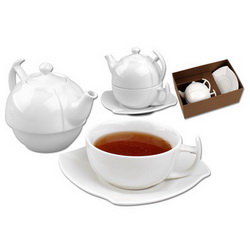 Набор чайный: Ноктюрн: чайник 250 мл, и чашка 200 мл, блюдце, керамика, белый
