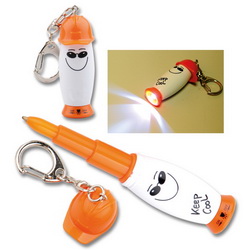 Брелок-фонарик с ручкой Строитель, оранжевый