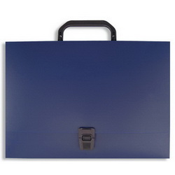 Папка-портфель с замком (жесткий пластик) синий