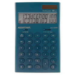 Калькулятор 12-разрядный, вычисление %, итоговая сумма, двойное питание, цвет морская волна
