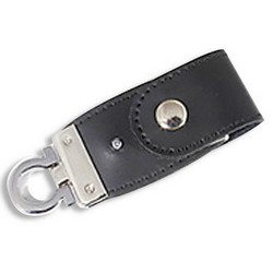 Флэш-карта USB, 2Gb, с клипом, кожа, металл, черный