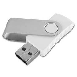 Флэш-карта USB, 2Gb, пластиковый корпус с силикон. напылением и металлическим клипом, белый