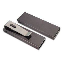 Флэш-карта USB, 4GB, с зажимом, металл, цвет темно-серый