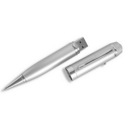 Ручка-флэш-карта USB, 8Gb, металл, серебристый