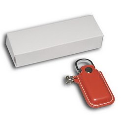Флэш-карта USB, 2GB в кожаном чехле, в картонной упаковке