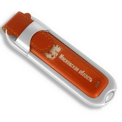 Флэш-карта USB, 8 GB, с клипом, кожа, металл, рыжий