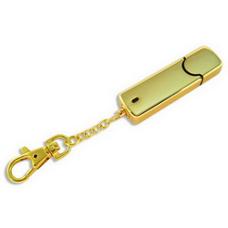 Флэш-карта USB, 2Gb, металлический корпус, с карабином, золотистый