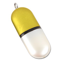Флэш-карта USB в виде капсулы, 8Gb, пластик, цвет бело- желтый