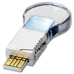 Флэш-карта USB, 4Gb Лампочка с подсветкой при подключении, пластик, цвет прозрачный