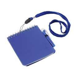 Блокнот с ремешком, 60 листов, ручкой, обложка из пластика, цвет синий
