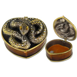 Шкатулка для драгоценностей Змея, металл, цвет бронза