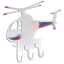 Ключница Вертолет, фигурная резка по металлу, ручная роспись