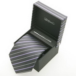 Галстук и заколка для галстука в подарочной коробке, цвет темно-серый