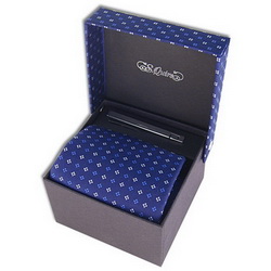 Галстук и заколка для галстука в подарочной коробке, темно-синий