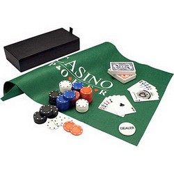 Набор для игры в покер и блэк джек в подарочном футляре, цвет черный