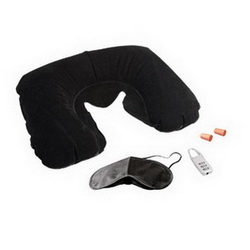 Дорожный набор: подушка, беруши, маска для сна и кодовый замок для багажа, черный