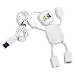 USB Hub на 4 порта с часами в виде человечка, белый