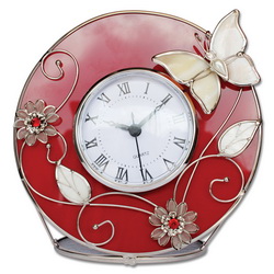 Настольные часы Рубин, металл, стекло, цвет красный
