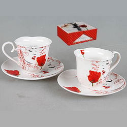 Чайно-кофейный набор "Леди с розой", на 2 песоны,175 мл, керамика